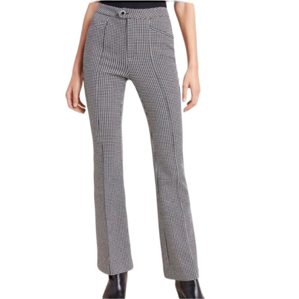 Anthropologie Anthro Women's Houndstooth Flared Cut Essential Trouser Size 8